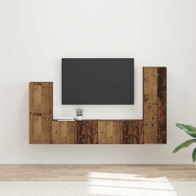 Conjunto de mueble de TV Montaje en la pared 4 pcs Madera vieja en Muebles TV | Comprar online en Foru.es