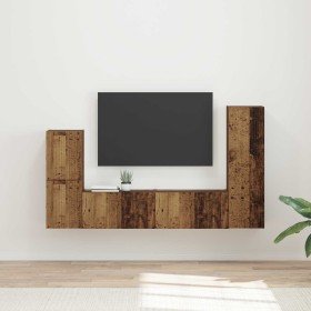 Conjunto de mueble de TV Montaje en la pared 4 pcs Madera vieja en Muebles TV | Comprar online en Foru.es