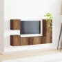 Conjunto de mueble de TV Montaje en la pared 4 pcs Madera vieja en Muebles TV | Comprar online en Foru.es