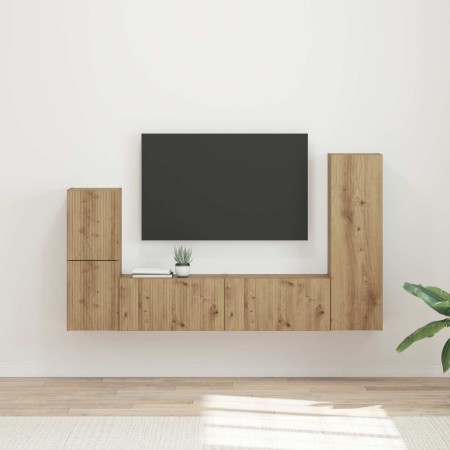 Conjunto de mueble de TV 4 pcs Roble artesanal en Muebles TV | Comprar online en Foru.es