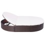 Tumbona de jardín con cortinas de ratán sintético marrón de vidaXL, Camas para exteriores - Ref: Foro24-42939, Precio: 367,26...