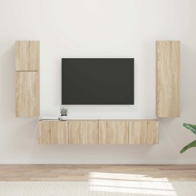 Conjunto de mueble de TV Montaje en la pared 4 pcs Roble Sonoma en Muebles TV | Comprar online en Foru.es