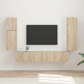 Conjunto de mueble de TV Montaje en la pared 4 pcs Roble Sonoma en Muebles TV | Comprar online en Foru.es