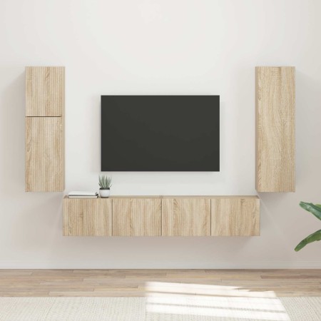 Conjunto de mueble de TV Montaje en la pared 4 pcs Roble Sonoma en Muebles TV | Comprar online en Foru.es