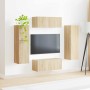 Conjunto de mueble de TV Montaje en la pared 4 pcs Roble Sonoma en Muebles TV | Comprar online en Foru.es