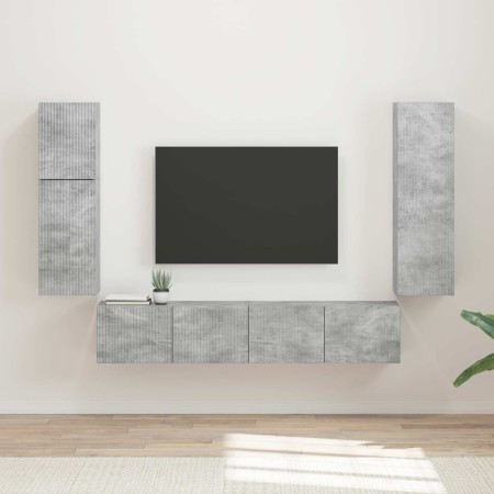 Conjunto de mueble de TV 4 pcs Gris Concreto en Muebles TV | Comprar online en Foru.es