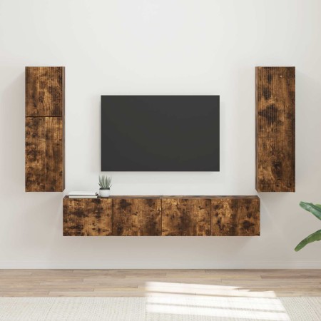 Conjunto de mueble de TV 4 pcs Roble ahumado en Muebles TV | Comprar online en Foru.es