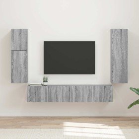 Conjunto de mueble de TV 4 pcs Gris Sonoma Madera de ingeniería en Muebles TV | Comprar online en Foru.es