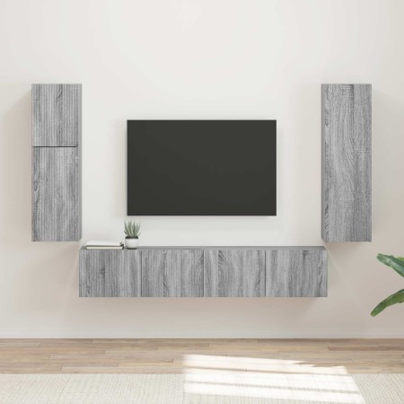 Conjunto de mueble de TV 4 pcs Gris Sonoma Madera de ingeniería en Muebles TV | Comprar online en Foru.es