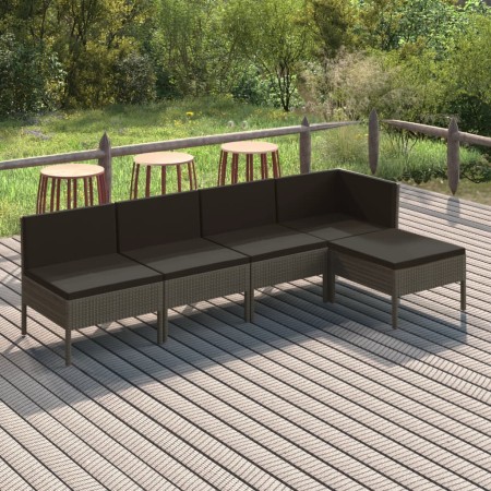 Set de muebles de jardín 5 pzas y cojines ratán sintético gris en Conjuntos de jardín | Comprar online en Foru.es