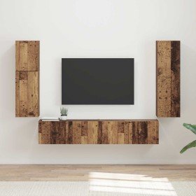Conjunto de mueble de TV Montaje en la pared 4 pcs Madera vieja en Muebles TV | Comprar online en Foru.es