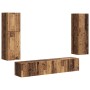 Conjunto de mueble de TV Montaje en la pared 4 pcs Madera vieja en Muebles TV | Comprar online en Foru.es