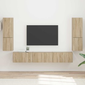 Conjunto de mueble de TV Montaje en la pared 4 pcs Roble Sonoma en Muebles TV | Comprar online en Foru.es