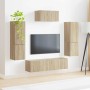 Conjunto de mueble de TV Montaje en la pared 4 pcs Roble Sonoma en Muebles TV | Comprar online en Foru.es