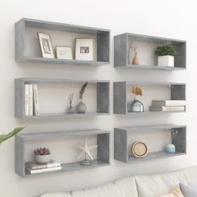 Cube Wandregal 6 Einheiten betongraues Sperrholz 60x15x23cm von vidaXL, Regale und Regale - Ref: Foro24-807147, Preis: 65,38 ...