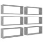 Estante cubo pared 6 uds contrachapado gris hormigón 60x15x23cm de vidaXL, Estantes y estanterías - Ref: Foro24-807147, Preci...