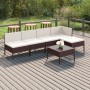 Set muebles de jardín 6 pzas y cojines ratán sintético marrón en Conjuntos de jardín | Comprar online en Foru.es