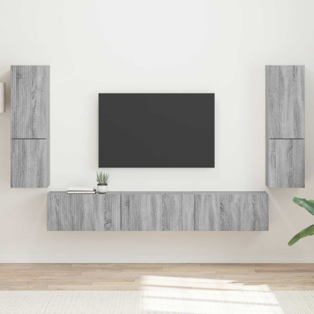 Conjunto de mueble de TV 4 pcs Gris Sonoma Madera de ingeniería en Muebles TV | Comprar online en Foru.es