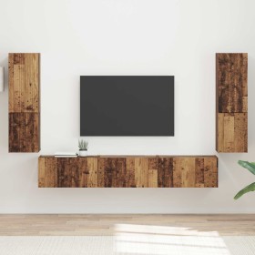 Conjunto de mueble de TV Montaje en la pared 4 pcs Madera vieja en Muebles TV | Comprar online en Foru.es