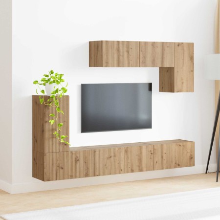 Conjunto de mueble de TV 5 pcs Negro Madera de ingeniería en Muebles TV | Comprar online en Foru.es