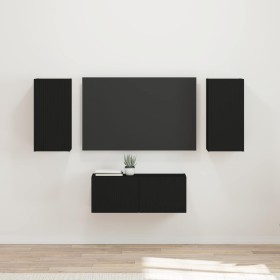 Conjunto de mueble de TV 6 pcs Negro Madera de ingeniería en Muebles TV | Comprar online en Foru.es