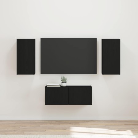 Conjunto de mueble de TV 6 pcs Negro Madera de ingeniería en Muebles TV | Comprar online en Foru.es