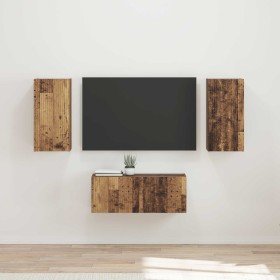 Conjunto de mueble de TV Montaje en la pared 6 pcs Madera vieja en Muebles TV | Comprar online en Foru.es