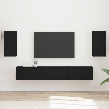 Conjunto de mueble de TV 3 pcs Negro Madera de ingeniería en Muebles TV | Comprar online en Foru.es