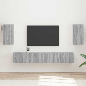Conjunto de mueble de TV 3 pcs Gris Sonoma Madera de ingeniería en Muebles TV | Comprar online en Foru.es