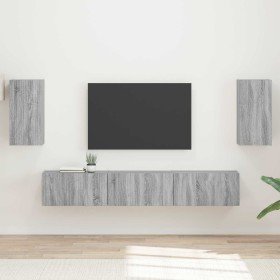 Conjunto de mueble de TV 3 pcs Gris Sonoma Madera de ingeniería en Muebles TV | Comprar online en Foru.es