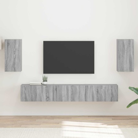 Conjunto de mueble de TV 3 pcs Gris Sonoma Madera de ingeniería en Muebles TV | Comprar online en Foru.es