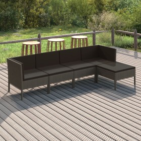 Set de muebles de jardín 5 pzas y cojines ratán sintético gris en Conjuntos de jardín | Comprar online en Foru.es