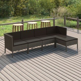 Set de muebles de jardín 5 pzas y cojines ratán sintético gris en Conjuntos de jardín | Comprar online en Foru.es