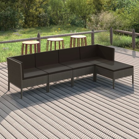 Set de muebles de jardín 5 pzas y cojines ratán sintético gris en Conjuntos de jardín | Comprar online en Foru.es