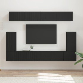 Conjunto de mueble de TV 5 pcs Negro Madera de ingeniería en Muebles TV | Comprar online en Foru.es