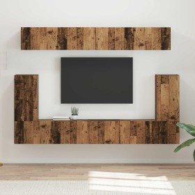 Conjunto de mueble de TV Montaje en la pared 5 pcs Madera vieja en Muebles TV | Comprar online en Foru.es