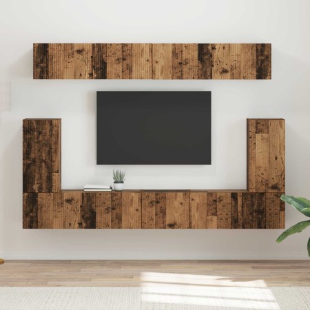 Conjunto de mueble de TV Montaje en la pared 5 pcs Madera vieja en Muebles TV | Comprar online en Foru.es