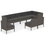 Set de muebles de jardín 9 pzas y cojines ratán sintético gris en Conjuntos de jardín | Comprar online en Foru.es