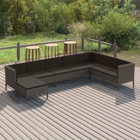 Set de muebles de jardín 8 pzas y cojines ratán sintético gris en Conjuntos de jardín | Comprar online en Foru.es