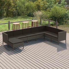 Set de muebles de jardín 8 pzas y cojines ratán sintético gris en Conjuntos de jardín | Comprar online en Foru.es