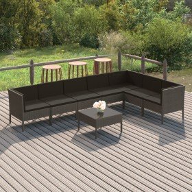 Set de muebles de jardín 8 pzas y cojines ratán sintético gris en Conjuntos de jardín | Comprar online en Foru.es