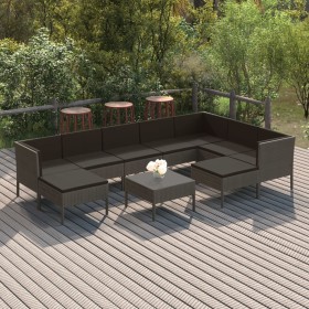 Set de muebles de jardín 10 pzas y cojines ratán sintético gris en Conjuntos de jardín | Comprar online en Foru.es