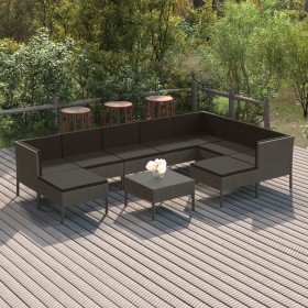 Set de muebles de jardín 10 pzas y cojines ratán sintético gris en Conjuntos de jardín | Comprar online en Foru.es
