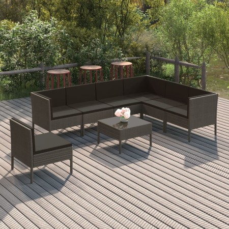 Set de muebles de jardín 8 pzas y cojines ratán sintético gris en Conjuntos de jardín | Comprar online en Foru.es