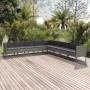 Set de muebles de jardín 9 pzas y cojines ratán sintético gris en Conjuntos de jardín | Comprar online en Foru.es