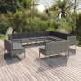 Set de muebles de jardín 12 pzas y cojines ratán sintético gris en Conjuntos de jardín | Comprar online en Foru.es