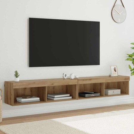Gabinetes de pared para TV Panama 2 pcs Roble artesanal en Muebles TV | Comprar online en Foru.es