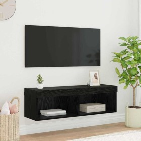 Mueble de TV Montado en la Pared Panama Roble Negro en Muebles TV | Comprar online en Foru.es
