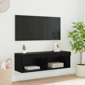 Mueble de TV Montado en la Pared Panama Roble Negro en Muebles TV | Comprar online en Foru.es