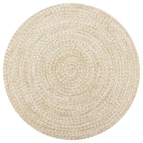 Alfombra de yute tejida a mano blanco y natural 150 cm en Alfombras | Comprar online en Foru.es